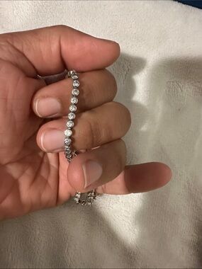 Silver Clear Crystal Tennis Bracelet - Elegant Women's Jewelry